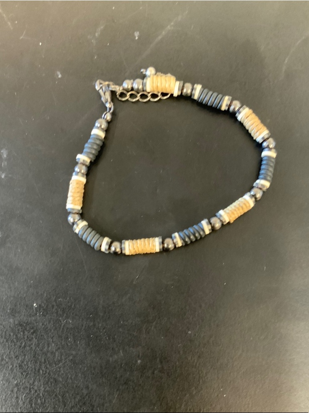 Handmade Blue and Tan Beaded Women's Bracelet